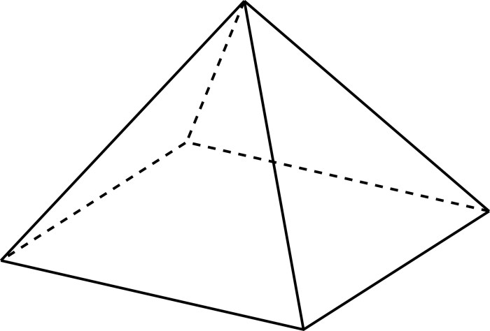 Pyramid base square oblique volume has