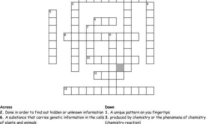 Answers for science crossword puzzles