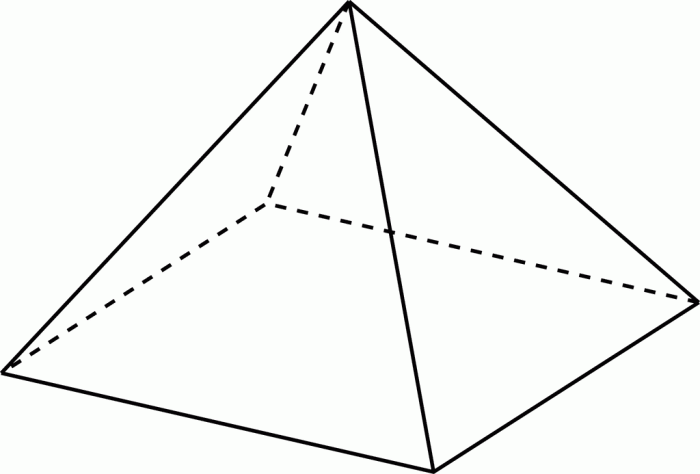 A solid right pyramid has a square base