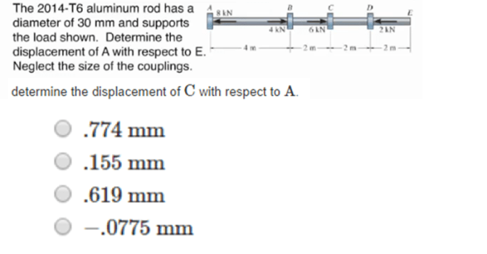 The 2014-t6 aluminum rod has a diameter of 30 mm